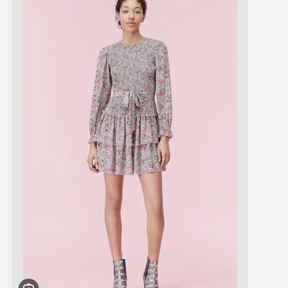 La Vie Rebecca Taylor Floral Dress XS Boho Fairy Smocked Romantic - Picture 2 of 12